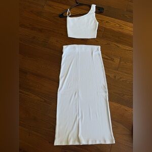 Aritzia Ribbed one shoulder tank and midi skirt